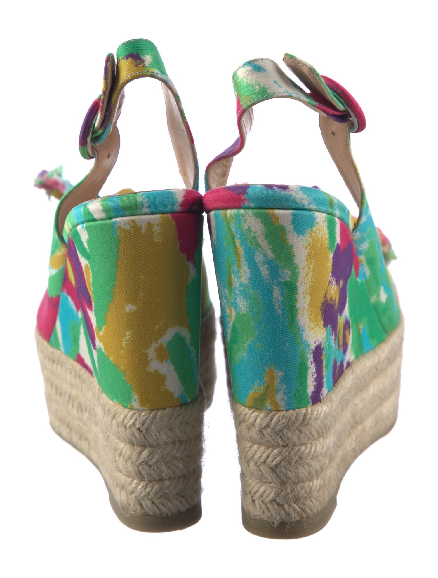 Frances Valentine Printed Bow Accents Slingback Sandals